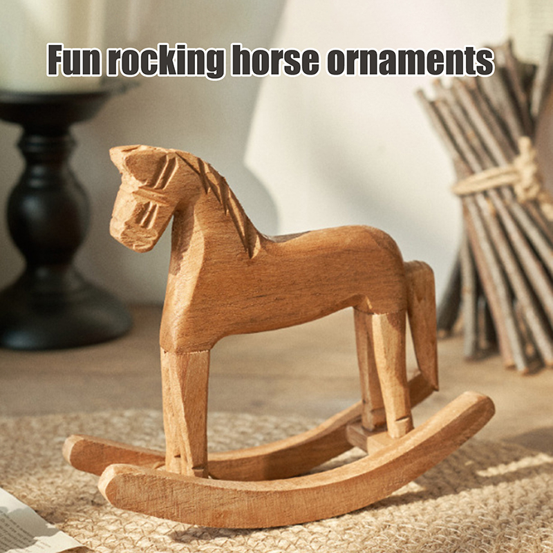 Kids Toys Horse - 1 adet ahşap el sanatları sallanan