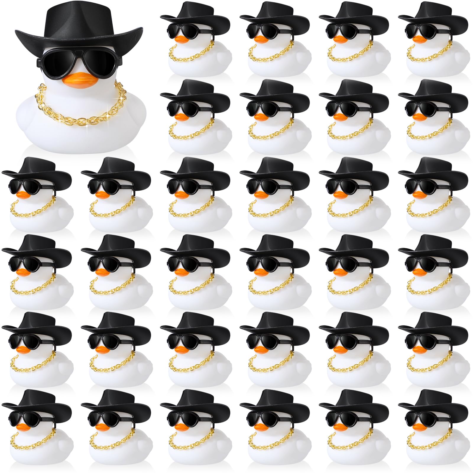 Rubber Duck Bath - 6-60 Takım Beyaz Kovboy Lastik Ördek