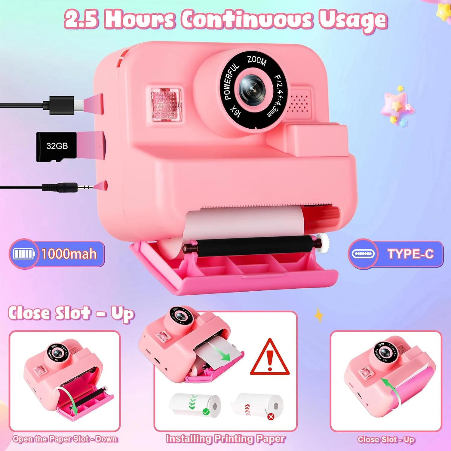 NewInstant Baskı Kamerası 32G  - Kids Toys Top View incelemesi ve fiyatı
